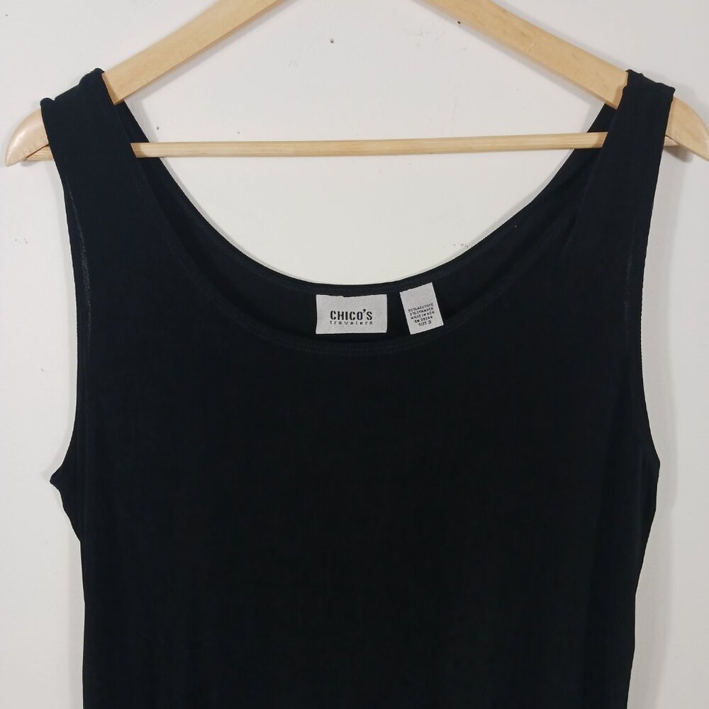 Chicos Travelers Size XL, Black Sleeveless Top Soft Knit, Tank, Versatile Travel - Picture 5 of 13